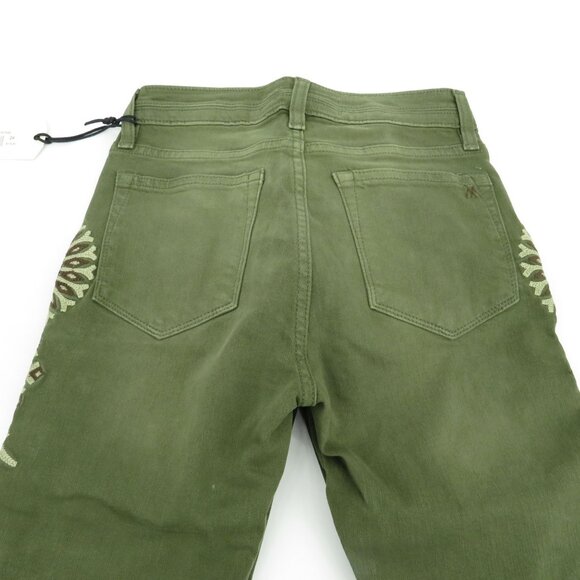 Miss Me Vintage Womens Skinny Jeans Olive Green Embroidered Size 24 NWT $119 - Picture 3 of 6